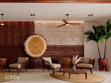Departamento con amenidades premium, vista al campo de golf, en venta Corasol,  Playa del Carmen.