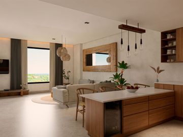 Departamento con amenidades premium, vista al campo de golf, en venta Corasol,  Playa del Carmen.