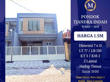 Dijual Rumah Baru Gress Pondok Tjandra Sidoarjo Waru SHM Row Jalan 3 Mobil Modern New