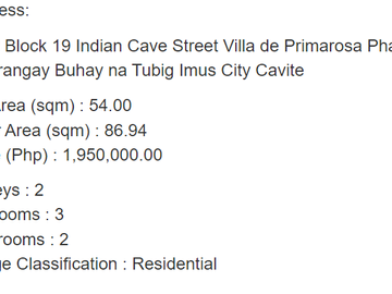 3 BR in Cavite, Villa de Primarosa, Buhay na tubig imus, house and lot for sale