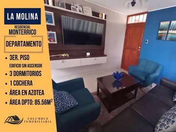 La Molina RESIDENCIAL MONTERRICO - Departamento de 3dorm + Cochera + Área en Azotea 3er.Piso – Condominio