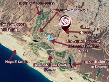 Casa con alberca infinity privada, vista al campo del golf, pergola, Fogata y  area de golf para practicar en Pacific Ocean, Cabo San Lucas.