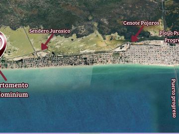 Condominio con club de playa, vista al mar, en venta Chicxulub Puerto, Merida.
