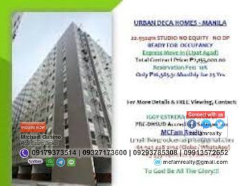 Condo For Sale Near PNR Espana Station Urban Deca Manila Rent to Own thru PAG-IBIG, Bank or In-house