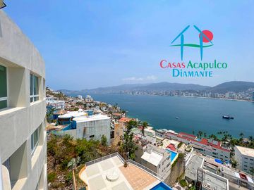 Depa en renta vacacional para 10 personas. Con terraza y vista al mar