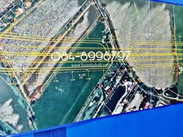 ขายที่ดิน บางพลี เนื้อที่ 10-1-24 ไร่ ต.ศรีษะจระเข้ใหญ่ บางเสาธง บางนา-ตราด กม.23 ขาออก ผังสีม่วง ติดถนนตัดใหม่ 8 เลน ใกล้สนามบินสุวรรณภูมิ ขายถูก ไร่