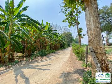 🏡 Waterfront land for sale, 23 rai, next to the Kwai Noi River, Samrong Island, Kanchanaburi, beautiful, filled in along the road