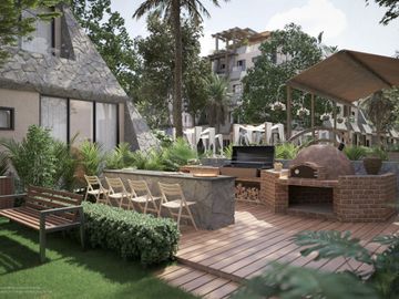 Venta de departamento totalmente amueblado en Aldea Zama