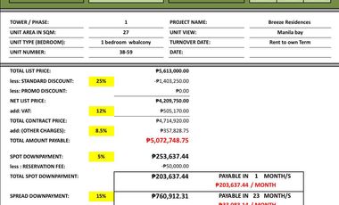 25% Disc 170K DP only movein Agad Rent to Own Condominium in Pasay City near MOA,PICC,US Embassy