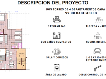 DEPARTAMENTO EN VENTA DE 3 RECAMARAS CON ALBERCA