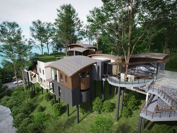 New Modern 5 Bedroom Tropical Sky Ocean Pool Villa in Koh Siray, Phuket for sale