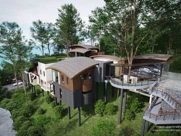 New Modern 5 Bedroom Tropical Sky Ocean Pool Villa in Koh Siray, Phuket for sale