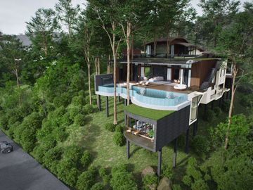 New Modern 5 Bedroom Tropical Sky Ocean Pool Villa in Koh Siray, Phuket for sale