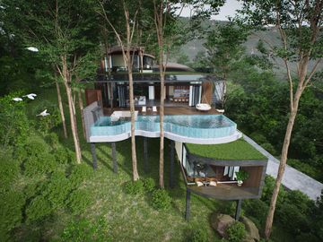 New Modern 5 Bedroom Tropical Sky Ocean Pool Villa in Koh Siray, Phuket for sale