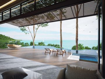 New Modern 5 Bedroom Tropical Sky Ocean Pool Villa in Koh Siray, Phuket for sale