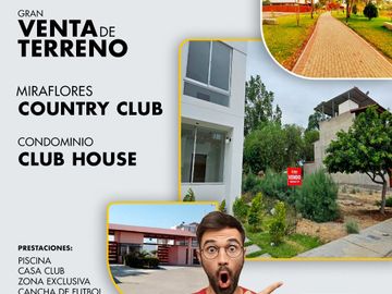 VENDO TERRENO EN CONDOMINIO EXCLUSIVO  DE CLUB HOUSE DE MIRAFLORES
