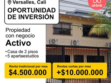 OPORTUNIDAD VENTA CASA CON 5 APARTAESTUDIOS PARA INVERSIONISTA - VERSALLES NORTE DE CALI