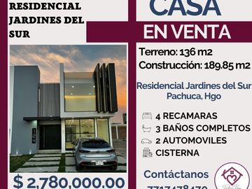 🔴🔴EN VENTA🔴🔴 💎Casa espectacular en Residencial Jardines del Sur, Pachuca de Soto, Hgo. 💎💎