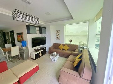 Departamento amoblado frente al mar en venta, sector Mall del Pacífico, Playa Murciélago, Manta, Manabí, Ecuador