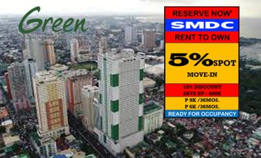 SMDC GREEN RESIDENCES Condo For Sale in TAFT AVE. (DLSU) De La Salle University near in Robison Malate and LRT-Vito Cruz