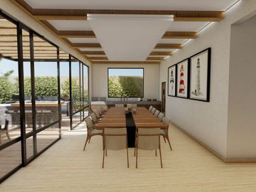 Venta casa nueva en Rancho San Juan, Zona Esmeralda con sala de cine y espejo de agua