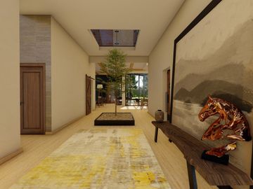 Venta casa nueva en Rancho San Juan, Zona Esmeralda con sala de cine y espejo de agua