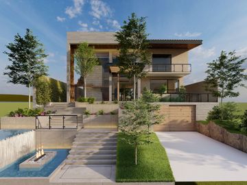 Venta casa nueva en Rancho San Juan, Zona Esmeralda con sala de cine y espejo de agua