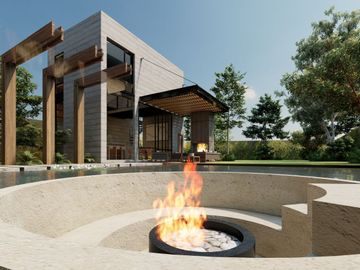 Venta casa nueva en Rancho San Juan, Zona Esmeralda con sala de cine y espejo de agua