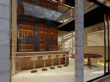 Venta casa nueva en Rancho San Juan, Zona Esmeralda con sala de cine y espejo de agua