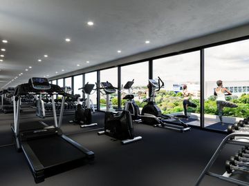 Estudio con terraza privada, alberca, Gimnasio y Area de hamacas,  Zona Centro, venta, Playa del Carmen.