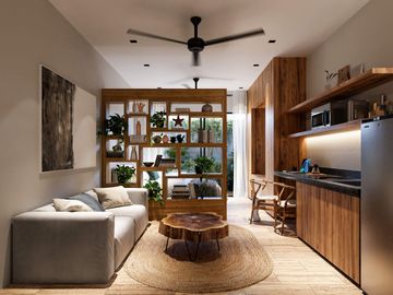 Estudio con terraza privada, alberca, Gimnasio y Area de hamacas,  Zona Centro, venta, Playa del Carmen.