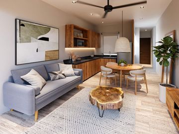 Estudio con terraza privada, alberca, Gimnasio y Area de hamacas,  Zona Centro, venta, Playa del Carmen.