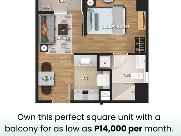 Pre Selling Studio with Balcony in 9 Central Park Bulacan No Downpayment at Zero Interest
