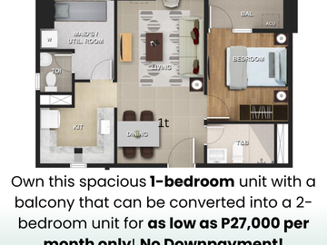 Pre Selling Studio with Balcony in 9 Central Park Bulacan No Downpayment at Zero Interest