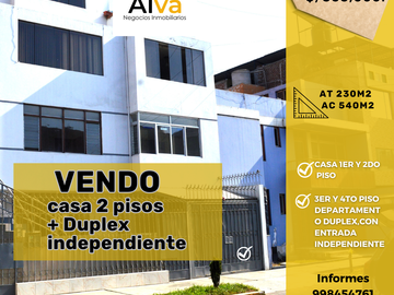 VENDO CASA 2 PISOS  + DEPARTAMENTO DUPLEX