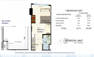 1BR RENT TO OWN CONDO FOR SALE IN SMDC SOUTH RESIDENCES LAS PIÑAS