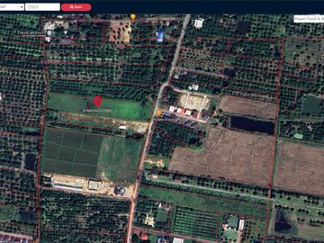 Land for sale, 5500 baht per square wa, behind Diya Valley Super, 5 rai 89.8 square wa, next to 2 sides of the road