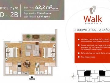 Departamento 2d 2b  edificio Walk  Anibal Pinto