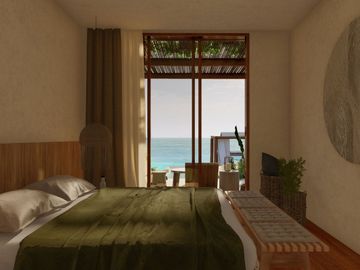 Condo frente al mar, con alberca privada, terraza, lock off, pre-venta Tulum.
