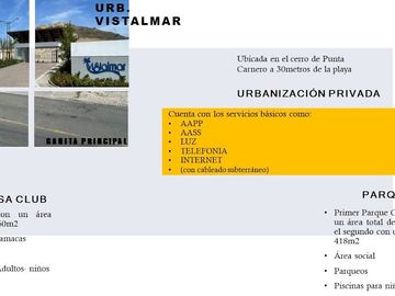 VENDO VISTALMAR PROYECTO URBANISTICO PUNTA CARNERO