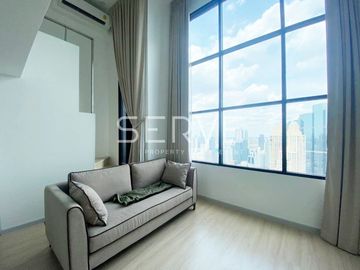 Hot Price 6.38 MB(All in)-Duplex 1 Bed Super High Fl. 40+ Nice View Close to BTS Chong Nonsi 600 m. at Knightsbridge Prime Sathorn Condo / For Sale