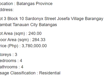 4 BR House in Batangas for sale, Josefa Village, Tanauan