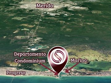 Apartamento vista al mar, marina, club de playa, malecón, pre-construccion, venta Progreso, Yucatan.