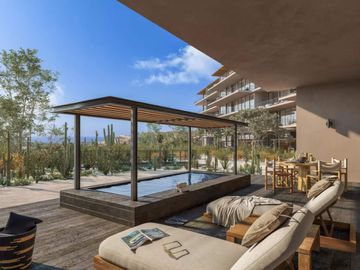 Condo con balcón y alberca, terraza, pre-construcción,  en venta, San José del Cabo