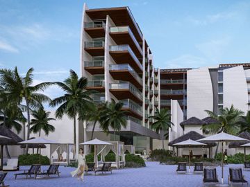 Departamento frente al mar, terraza, rooftop, alberca, pre-venta Playa del Carmen.