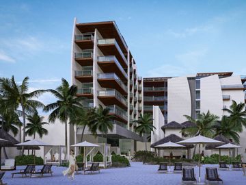 Departamento frente al mar, terraza, rooftop, alberca, pre-venta Playa del Carmen.