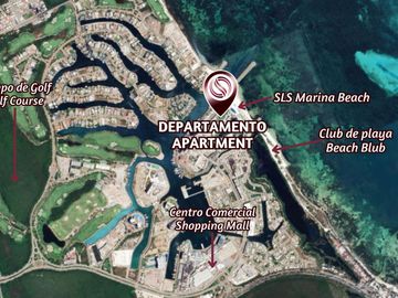 Departamento de lujo, vista al mar, club de playa, campo de golf, Puerto Cancún