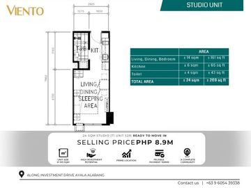 Rush Sale Ready To Move-In Studio Condos 24 SQM  Near Alabang Town Center