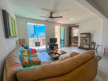 Departamento con terraza y vista a las áreas comunes