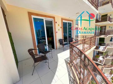 Departamento con terraza y vista a las áreas comunes